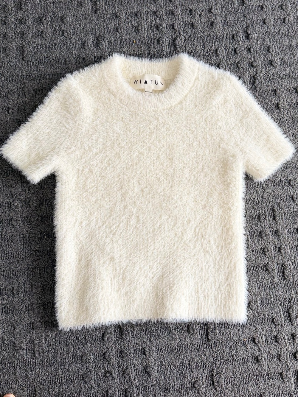Hiatus Cream Fuzzy Short-Sleeve Sweater